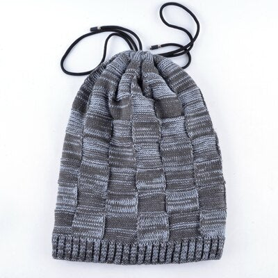 Men's Acrylic Knitted Plaid Pattern Novelty Skullies Winter Cap