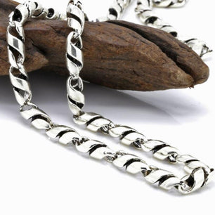 Men's 100% 925 Sterling Silver Link Chain Geometric Necklace