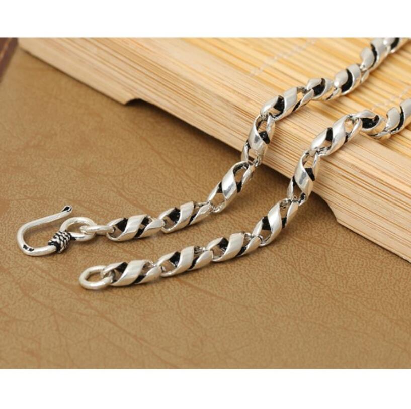 Men's 100% 925 Sterling Silver Link Chain Geometric Necklace