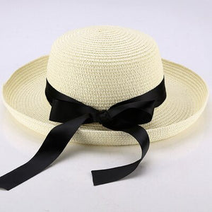 Women's Straw UV Protection Elegant Casual Wear Beach Ribbon Hat