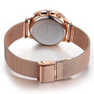 Women's Stainless Steel Hook Buckle Clasp Luxury Quartz Watch