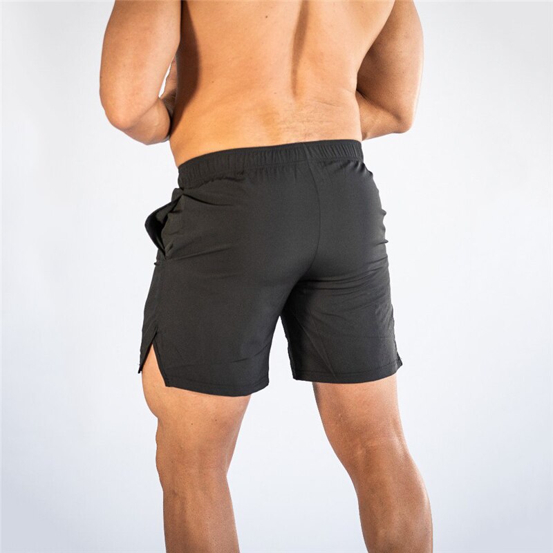 Men's Polyester Elastic Waist Closure Gyms Fitness Workout Shorts