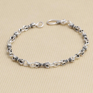 Men's 100% 925 Sterling Silver Link Chain Geometric Bracelet