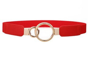 Women's PU Alloy Metal Buckle Thin Elastic Waistbands Circle Belt