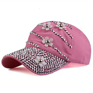 Women's Cotton Adjustable Strap Sun Protection Floral Baseball Cap