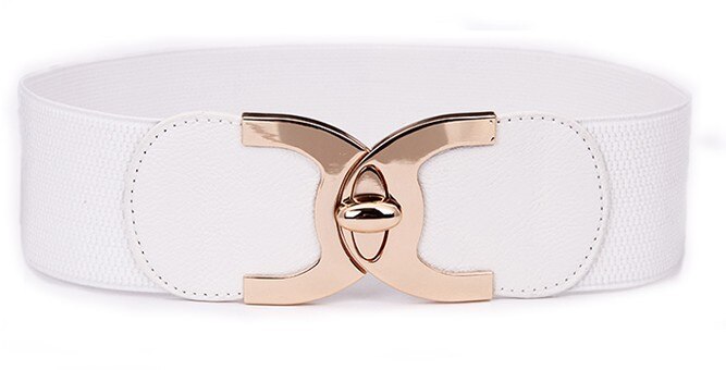 Women's PU Buckle Closure Stretch Wide Waist Cummerbund Belts