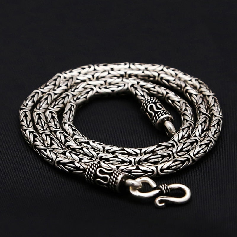 Men's 100% 925 Sterling Silver Geometric Pattern Elegant Necklace