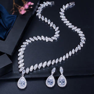 Women's Copper Cubic Zirconia Water Drop Wedding Jewelry Set