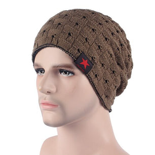 Men's Wool Knitted Solid Pattern Casual Skullies Winter Cap