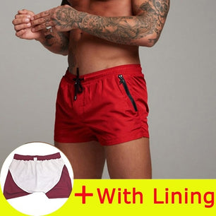 Men's Elastic Drawstring Waist Plain Quick-Dry Pocket Shorts