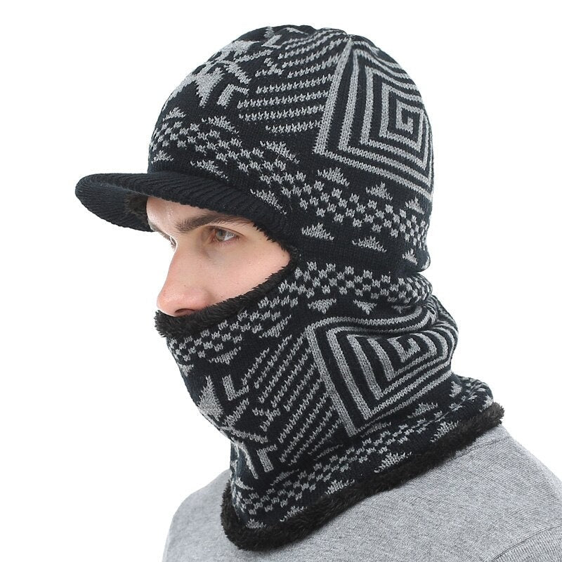 Men's Acrylic Knitted Print Pattern Casual Skullies Winter Cap