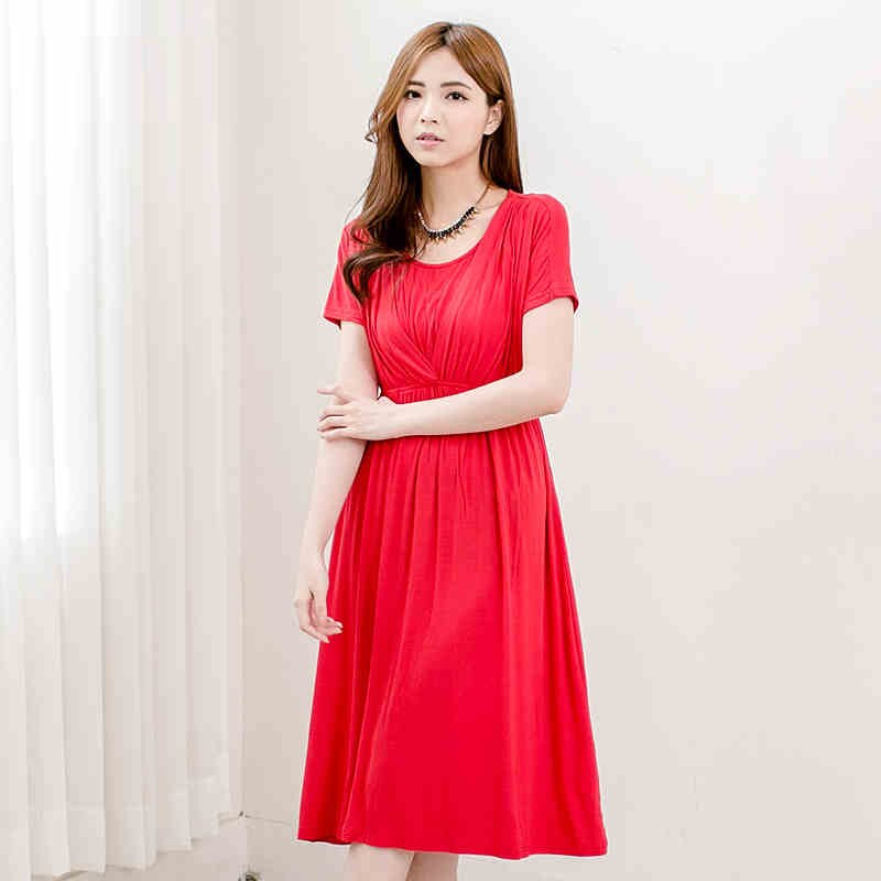 Women's Spandex Short Sleeve Breastfeeding Maternity Causal Dress