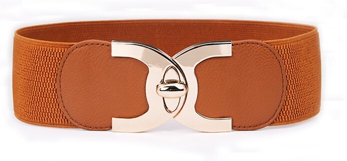 Women's PU Buckle Closure Stretch Wide Waist Cummerbund Belts