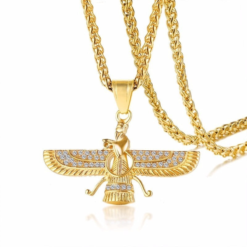 Men's Stainless Steel Metal Link Chain Wings Trendy Necklace