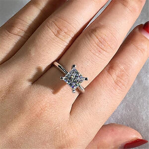 Women's 100% 925 Sterling Silver Zircon Prong Setting Bridal Ring