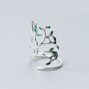 Women's 100% 925 Sterling Silver Plant Pattern Hyperbole Ring