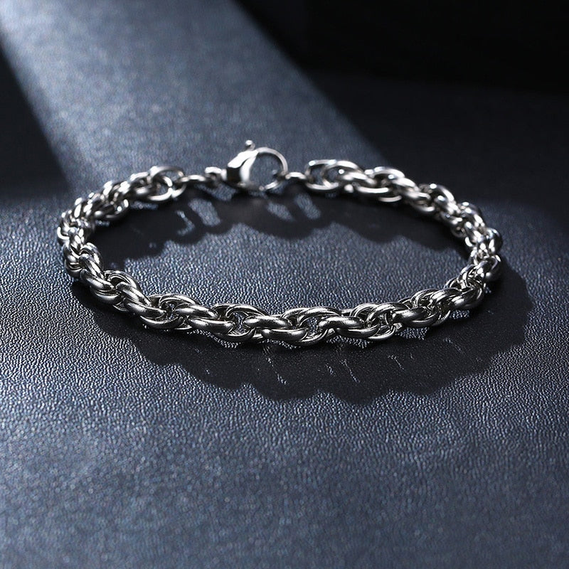 Men's Stainless Steel Link Chain Twisted Interlocked Bracelets