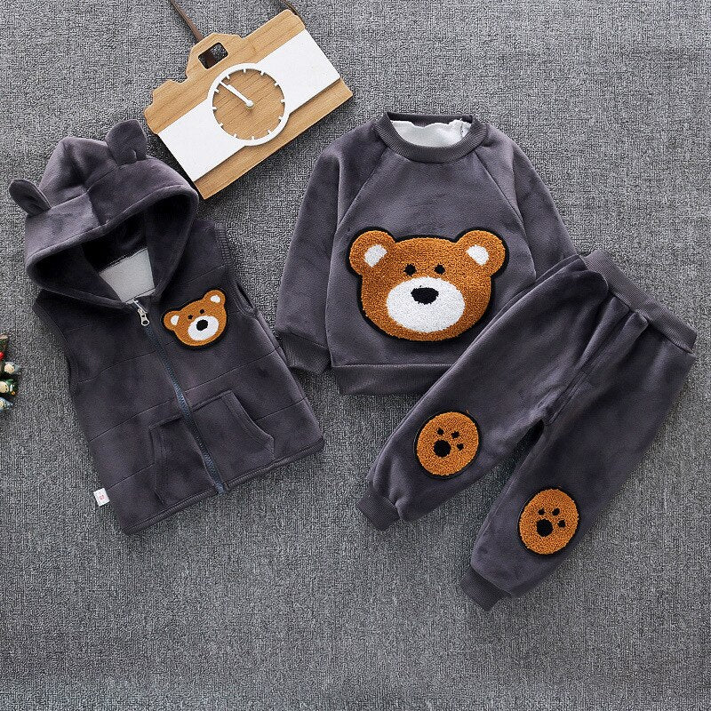 Baby's Velvet Full Sleeve Winter Thickening Three-Piece Suit