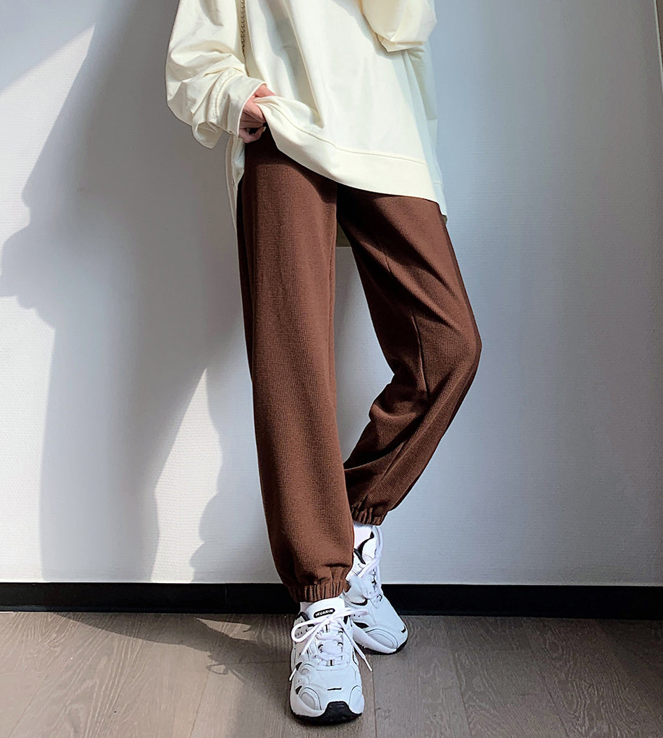 Women's Polyester Full Length Elastic Waist Solid Vintage Pants