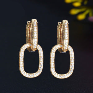 Women's Copper Cubic Zirconia Geometric Trendy Drop Earrings