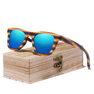 Women's Wooden Frame Polycarbonate Lens Square Sunglasses