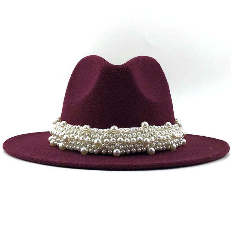 Women's Cotton Pearl Ribbon Pattern Casual Wear Party Elegant Hat