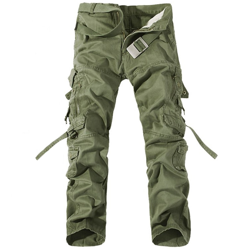 Men's Polyester Full Length Multi-Pocket Zipper Fly Casual Pants