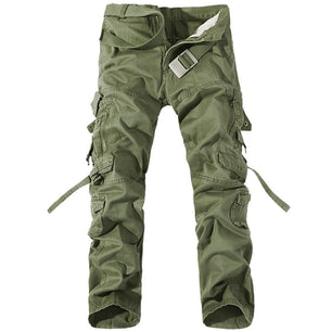 Men's Polyester Full Length Multi-Pocket Zipper Fly Casual Pants