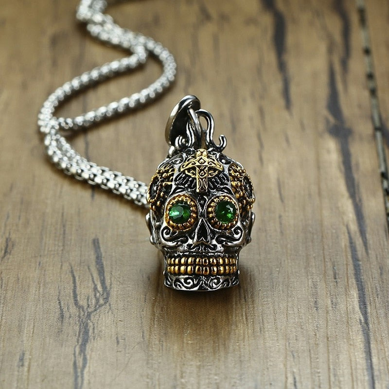 Men's Metal Stainless Steel Box Chain Skeleton Trendy Necklace