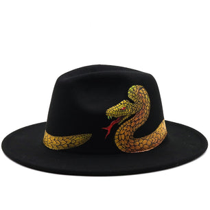 Men's Wool Painted Pattern Gentleman Casual Wear Trendy Hat