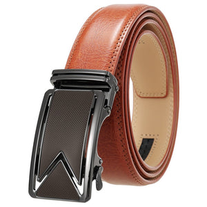 Men's Cowskin Leather Automatic Alloy Buckle Trendy Solid Pattern Belts