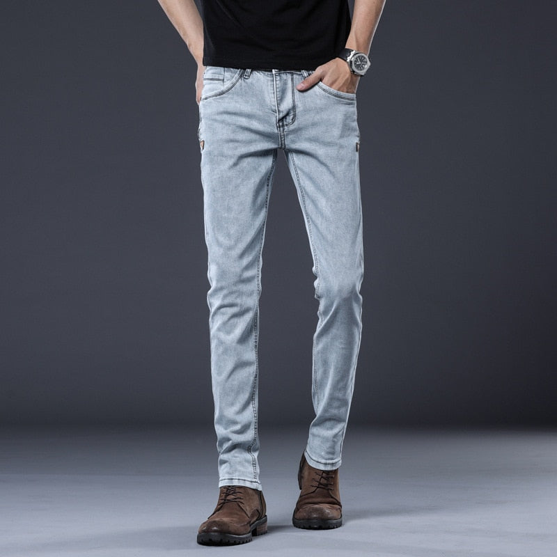 Men's Mid Waist Thin Breathable Casual Wear Denim Jeans Pants