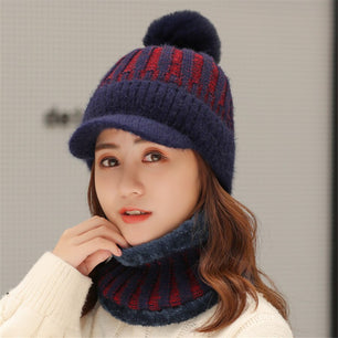 Women's Wool Thick Velvet Skullies Beanies knitted Warm Caps