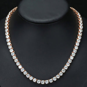 Women's Copper Cubic Zircon Link Chain Beaded Classic Necklace