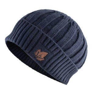 Men's Polyester Skullies Beanies Winter Knitted Pattern Wool Cap