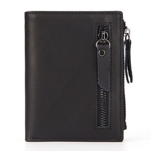 Men's PU Leather Zipper Closure Card Holder Coin Pocket Wallet