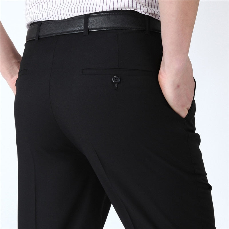 Men's Polyester Zipper Fly Closure Full Length Formal Wear Pants