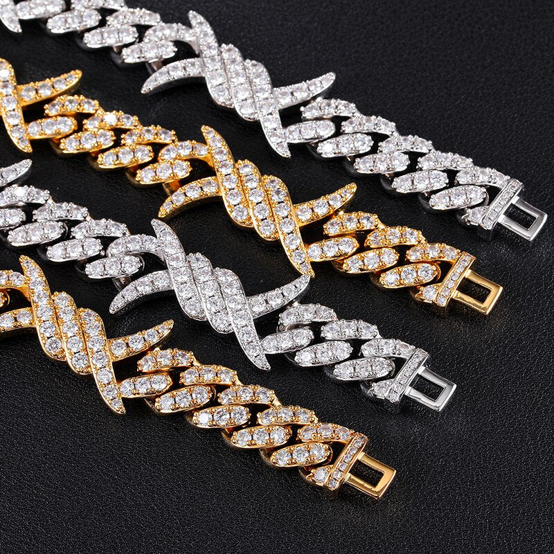 Men's Copper Metal Link Chain Hip-Hop Geometric Pattern Bracelet