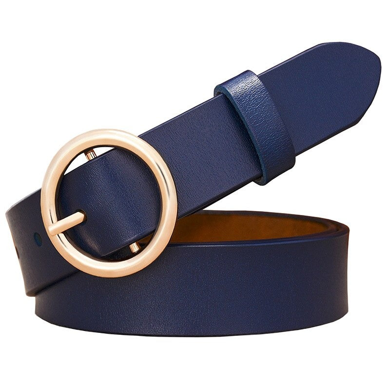 Women's Cowskin Genuine Leather Solid Pattern Pin Buckle Belts