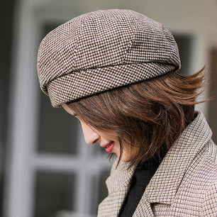 Women's Cotton Octagonal Vintage Casual Plaid Elegant Winter Caps