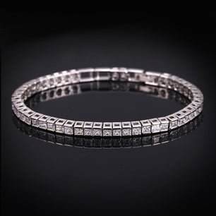 Women's Copper Cubic Zirconia Link Chain Geometric Bracelet