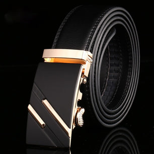 Men's Cowskin Automatic Metal Buckle Luxury Solid Strap Belt