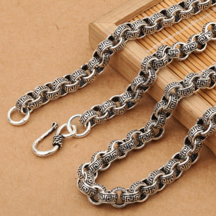 Men's 100% 925 Sterling Silver O-Chain Geometric Retro Necklace