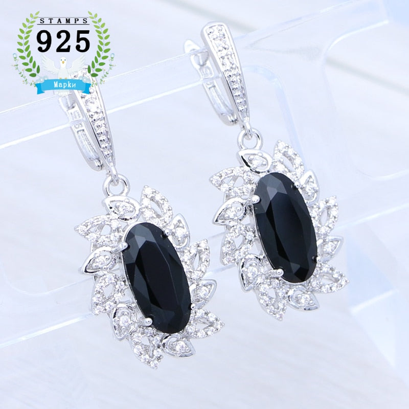 Women's 100% 925 Sterling Silver Cubic Zirconia Drop Earrings