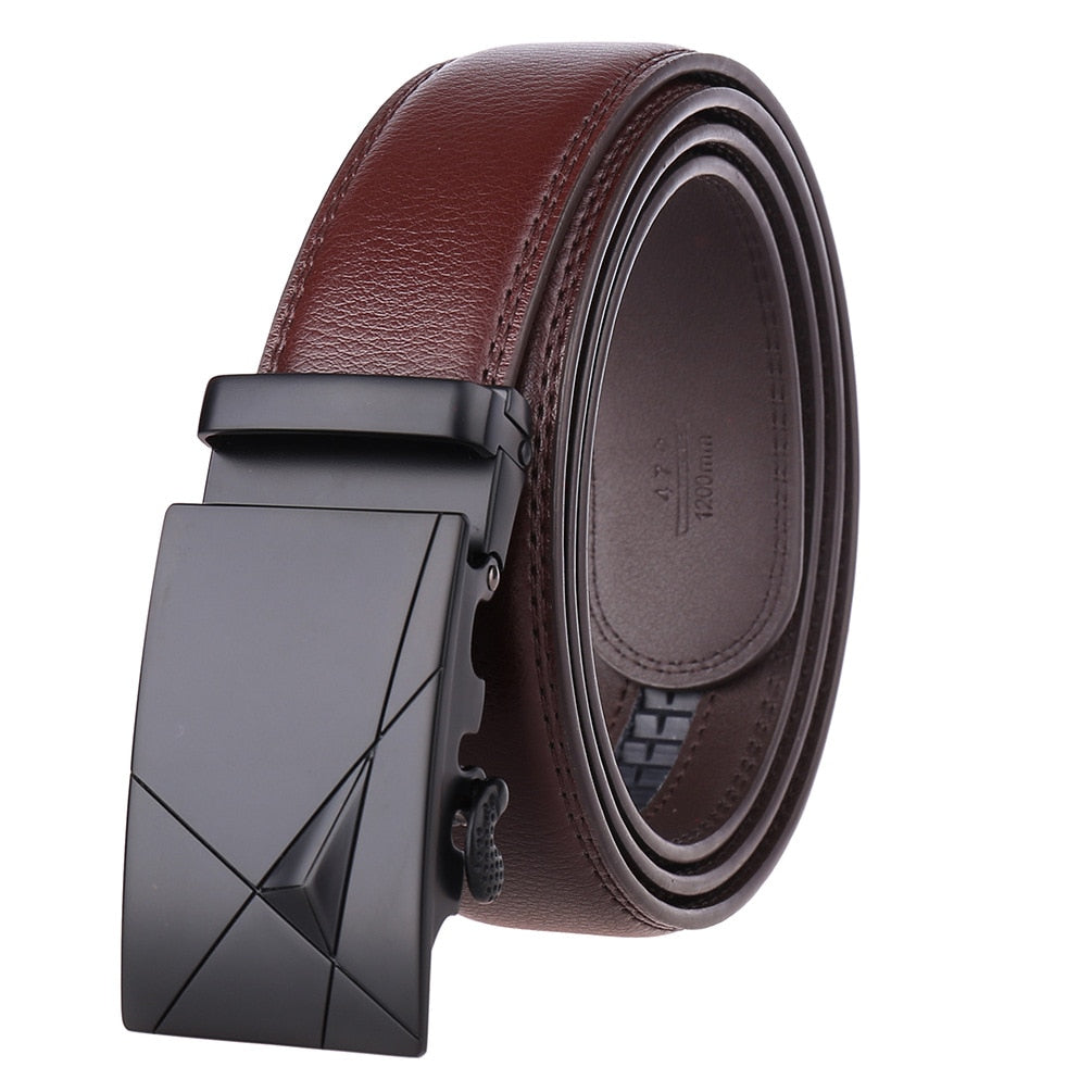 Men's Cowskin Leather Buckle Closure Luxury Solid Pattern Belts