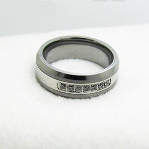 Men's Metal Tungsten Round Shaped Trendy Engagement Party Ring