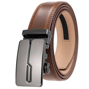 Men's Split Leather Buckle Closure Trendy Solid Pattern Belts