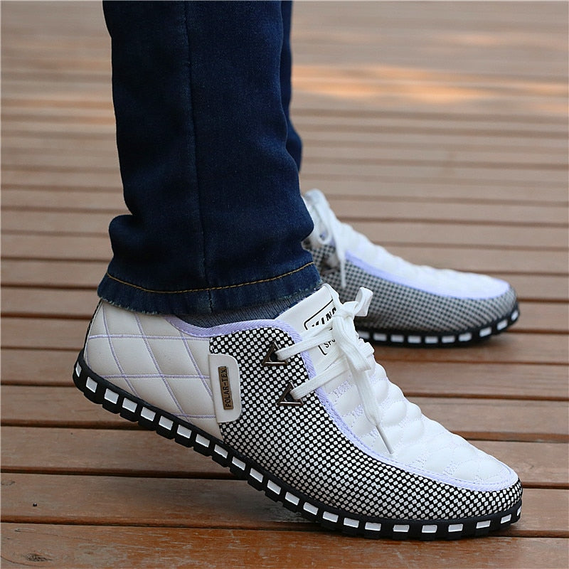 Men's Artificial Leather Lace-up Closure Breathable Casual Shoes