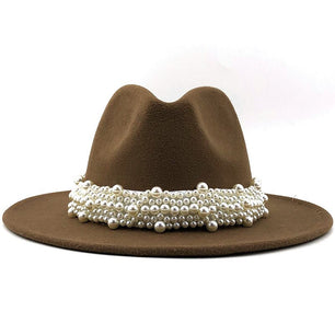 Women's Cotton Pearl Ribbon Pattern Casual Wear Party Elegant Hat