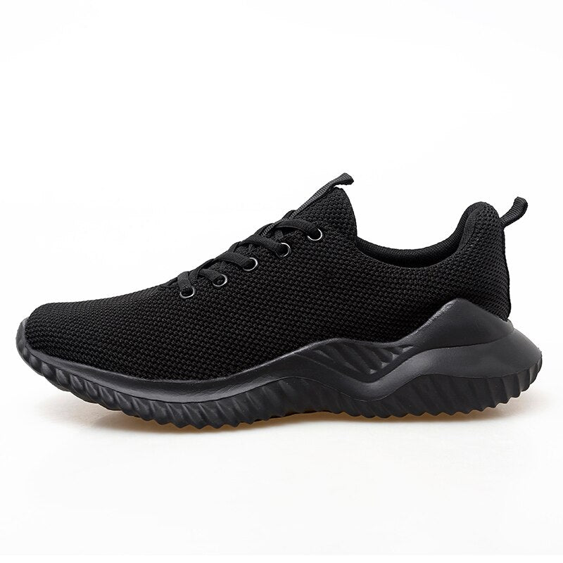 Men's Round Toe Air Mesh Lace Up Closure Solid Pattern Sneakers